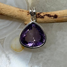 Load image into Gallery viewer, Amethyst Faceted Tear Drop Bezel Set Pendant
