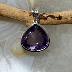 Amethyst Faceted Tear Drop Bezel Set Pendant