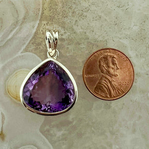 Amethyst Faceted Tear Drop Bezel Set Pendant