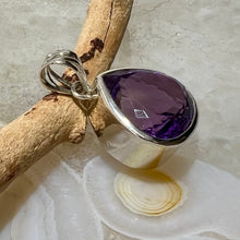 Load image into Gallery viewer, Amethyst Faceted Tear Drop Bezel Set Pendant
