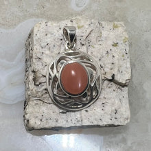 Load image into Gallery viewer, Peach Moonstone Cabochon Scroll Pendant
