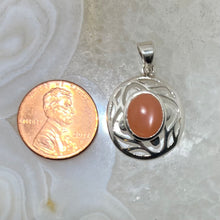 Load image into Gallery viewer, Peach Moonstone Cabochon Scroll Pendant
