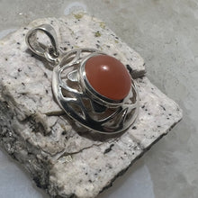 Load image into Gallery viewer, Peach Moonstone Cabochon Scroll Pendant
