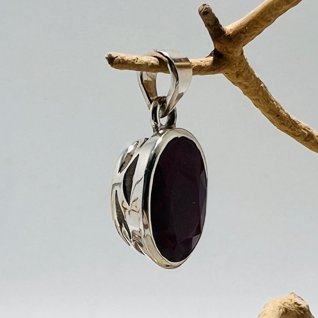 Ruby Faceted Oval Pendant