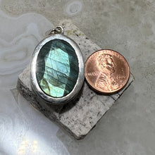 Load image into Gallery viewer, Labradorite Faceted Oval Pendant Bezel Set with Cutout Detailing
