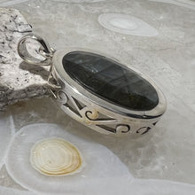 Load image into Gallery viewer, Labradorite Faceted Oval Pendant Bezel Set with Cutout Detailing
