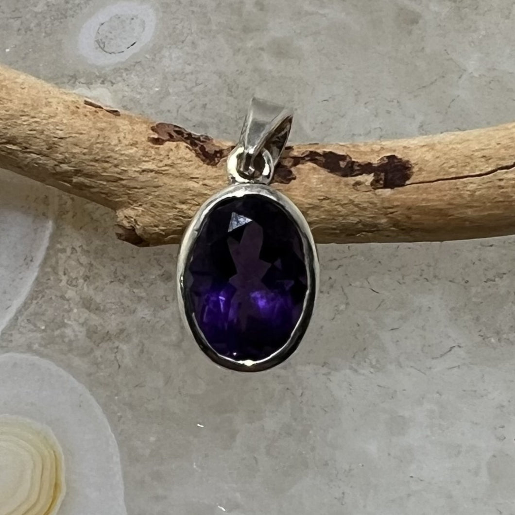 Amethyst Cutout Bezel Set Faceted Pendant