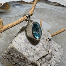 Load image into Gallery viewer, Blue Topaz Faceted Round Bezel Set Pendant
