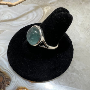 Aquamarine Round Cabochon Ring (Size 9)