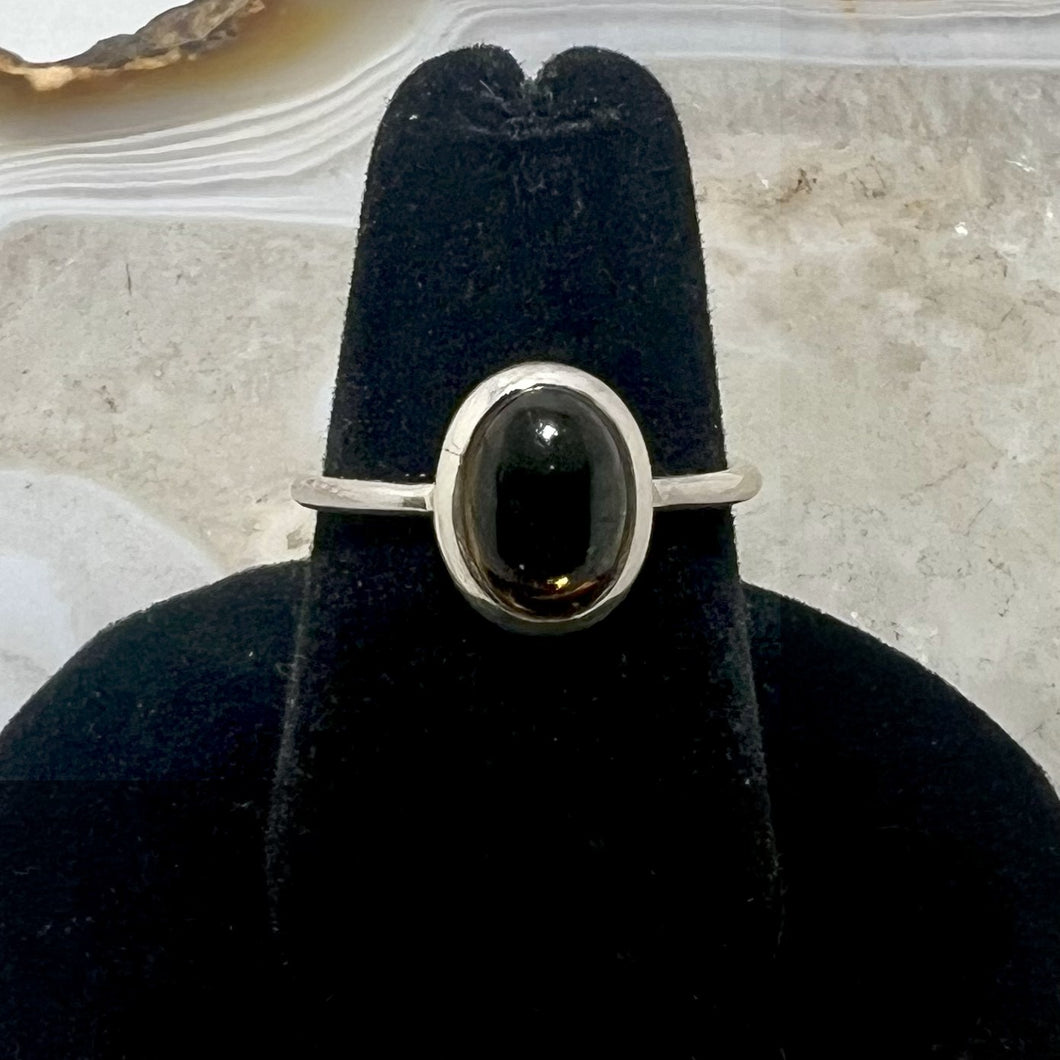 Pink Tourmaline Oval Cabochon Bezel Set Ring (Size 6)