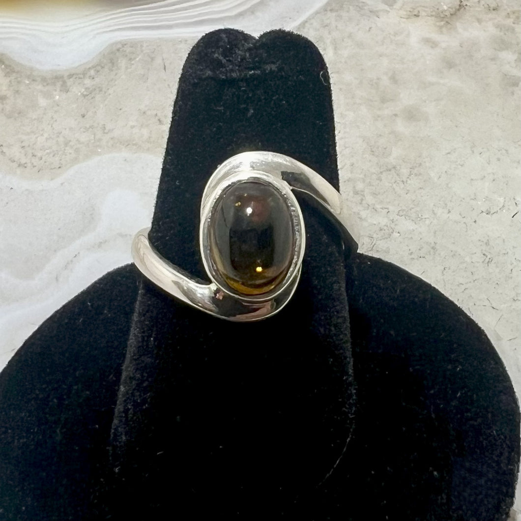 Pink Tourmaline Oval Cabochon Bezel Set Ring (Size 7.5)