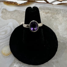 Load image into Gallery viewer, Amethyst Oval Faceted Bezel Set Ring (Size 6)
