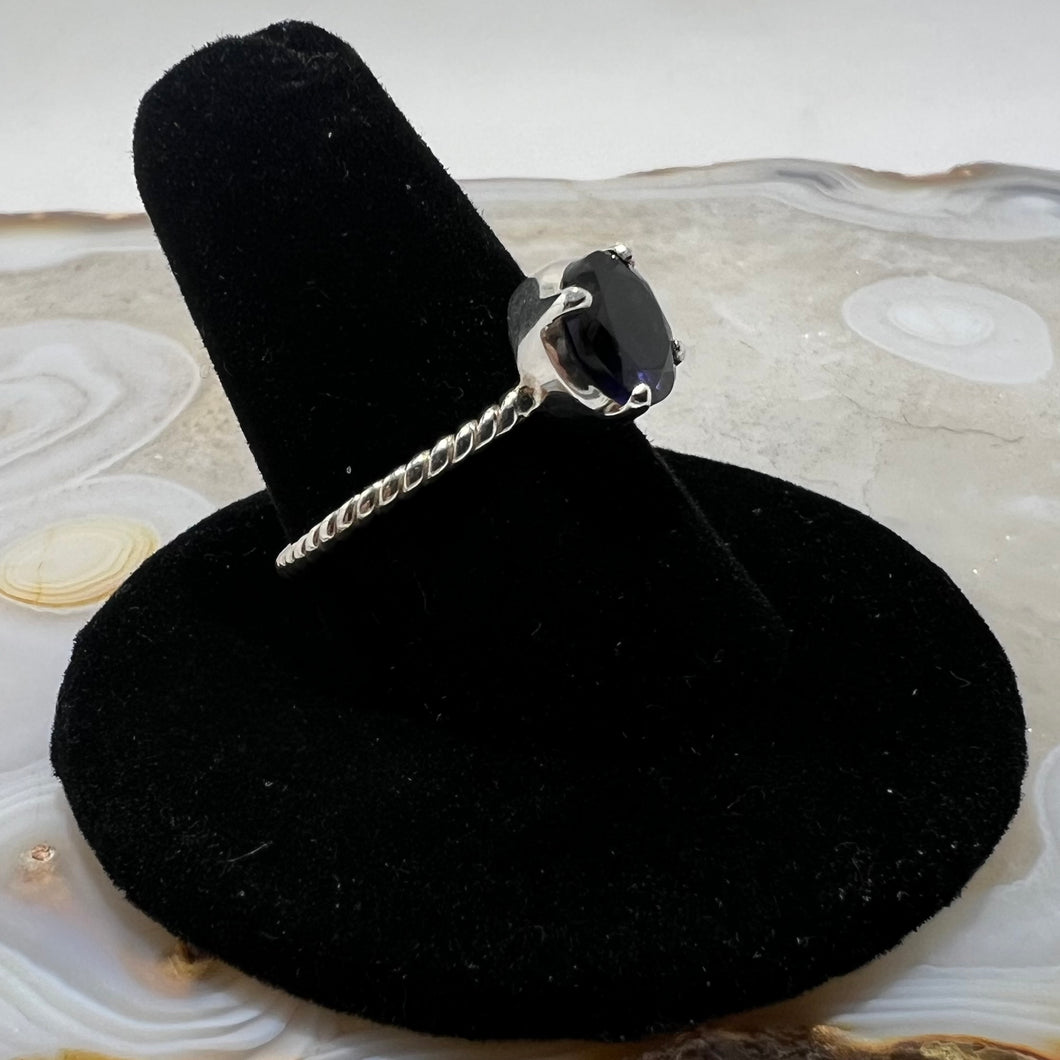 Iolite Faceted Round Ring (Size 8)