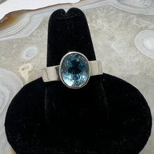 Load image into Gallery viewer, Blue Topaz Classic Faceted Bezel Set Ring (Size 8)

