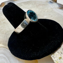 Load image into Gallery viewer, Blue Topaz Classic Faceted Bezel Set Ring (Size 8)
