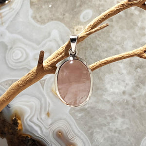 Rose Quartz Oval Cabochon Pendant