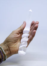 Load image into Gallery viewer, Selenite Swirl Wand Large
